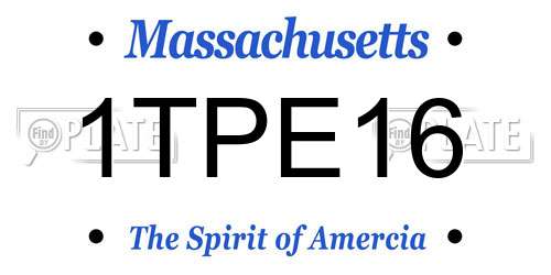 1TPE16 Massachusetts License Plate