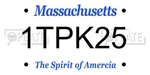 1TPK25 Massachusetts License Plate