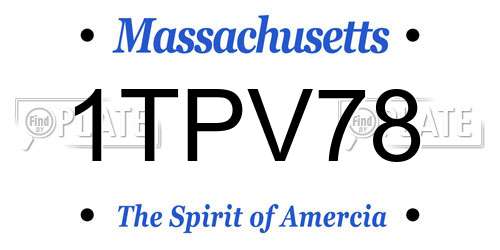 1TPV78 Massachusetts License Plate