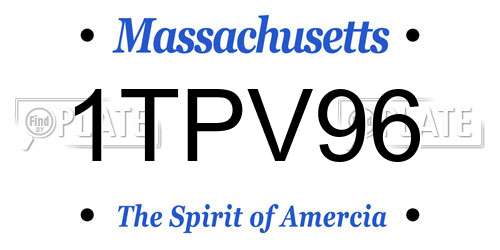 1TPV96 Massachusetts License Plate