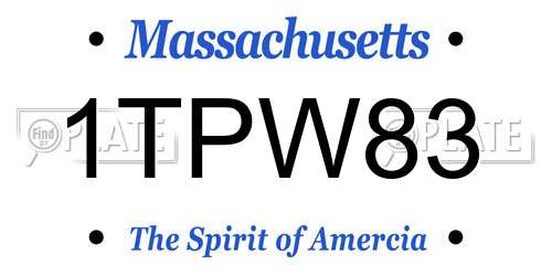 1TPW83 Massachusetts License Plate