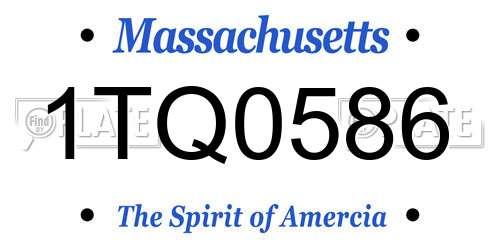 1TQ0586 Massachusetts License Plate