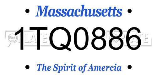 1TQ0886 Massachusetts License Plate