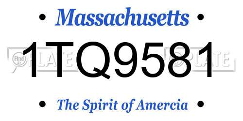 1TQ9581 Massachusetts License Plate