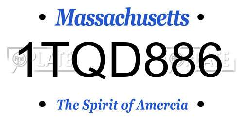 1TQD886 Massachusetts License Plate