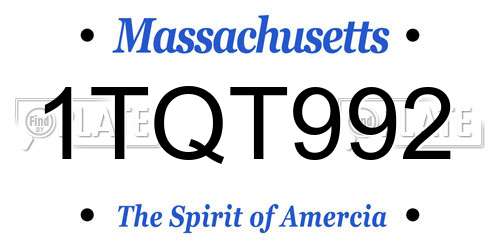 1TQT992 Massachusetts License Plate