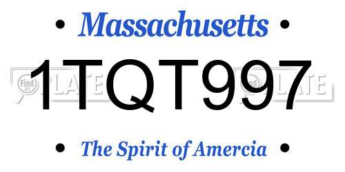 1TQT997 Massachusetts License Plate