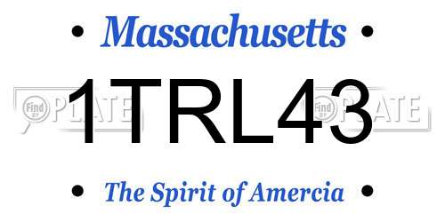 1TRL43 Massachusetts License Plate