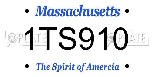 1TS910 Massachusetts License Plate