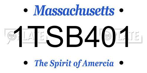 1TSB401 Massachusetts License Plate