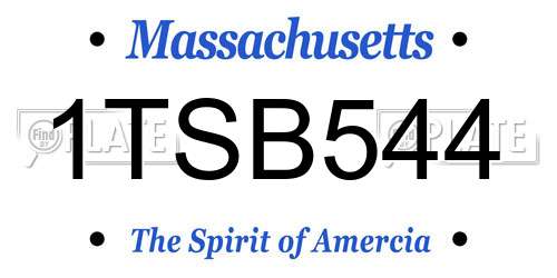 1TSB544 Massachusetts License Plate