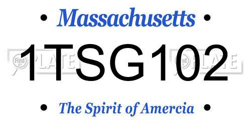 1TSG102 Massachusetts License Plate