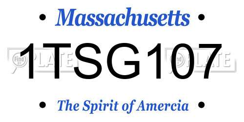 1TSG107 Massachusetts License Plate