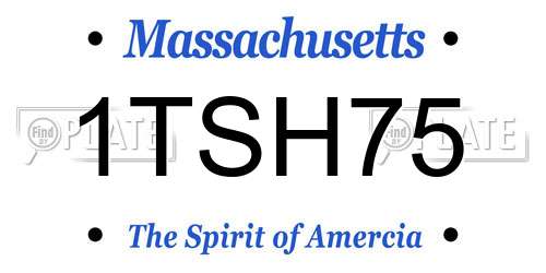 1TSH75 Massachusetts License Plate