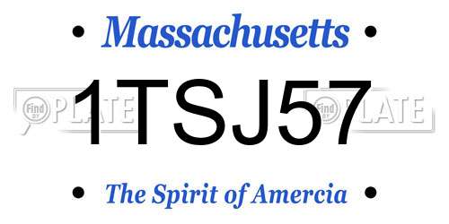 1TSJ57 Massachusetts License Plate