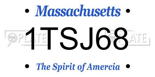 1TSJ68 Massachusetts License Plate