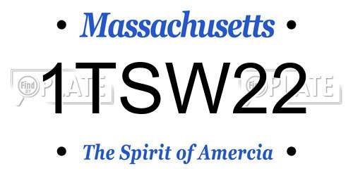 1TSW22 Massachusetts License Plate