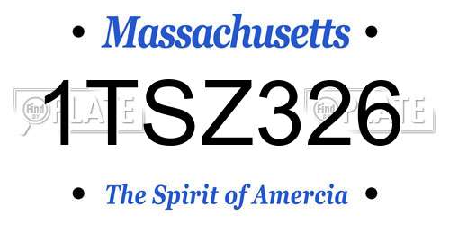 1TSZ326 Massachusetts License Plate