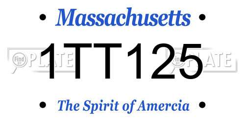 1TT125 Massachusetts License Plate