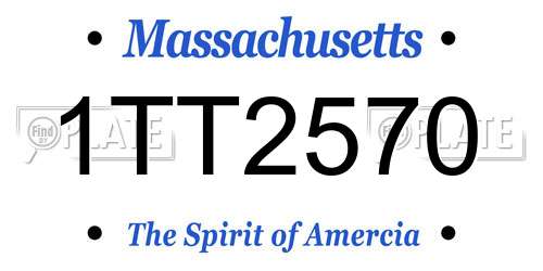1TT2570 Massachusetts License Plate