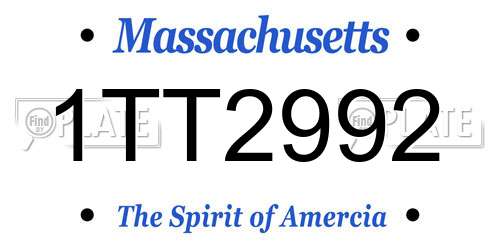 1TT2992 Massachusetts License Plate