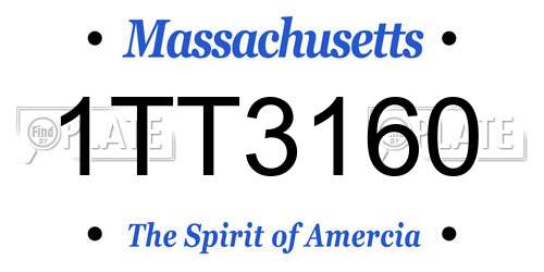 1TT3160 Massachusetts License Plate