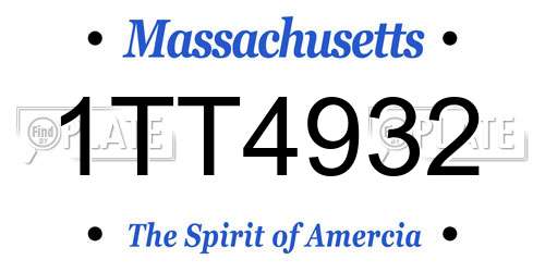 1TT4932 Massachusetts License Plate
