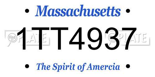 1TT4937 Massachusetts License Plate