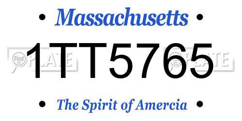 1TT5765 Massachusetts License Plate