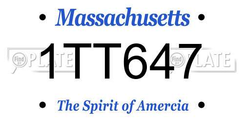 1TT647 Massachusetts License Plate