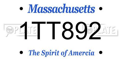 1TT892 Massachusetts License Plate
