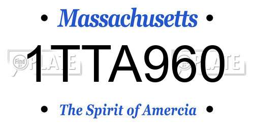 1TTA960 Massachusetts License Plate