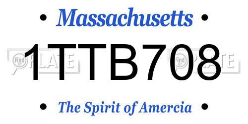 1TTB708 Massachusetts License Plate