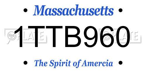 1TTB960 Massachusetts License Plate