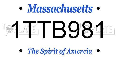 1TTB981 Massachusetts License Plate