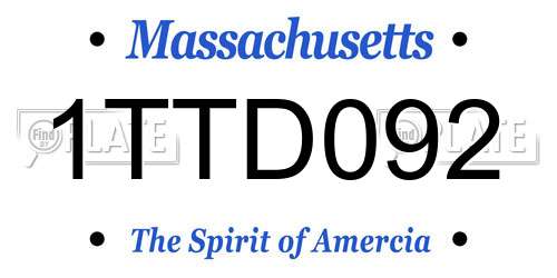 1TTD092 Massachusetts License Plate