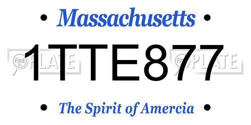 1TTE877 Massachusetts License Plate
