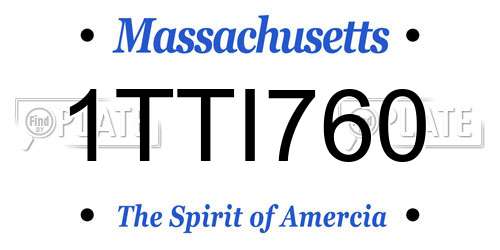 1TTI760 Massachusetts License Plate