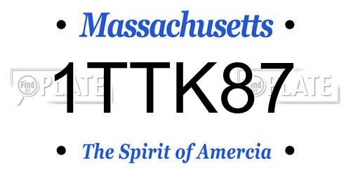 1TTK87 Massachusetts License Plate