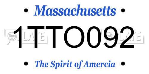 1TTO092 Massachusetts License Plate