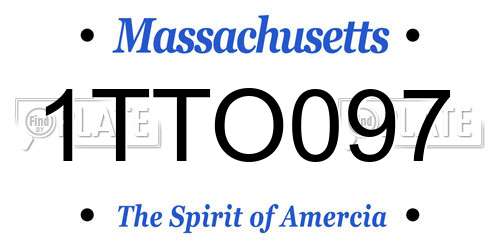 1TTO097 Massachusetts License Plate