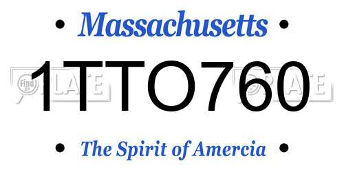1TTO760 Massachusetts License Plate