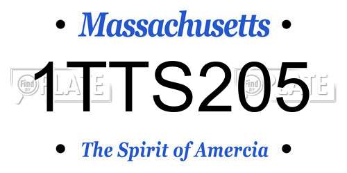 1TTS205 Massachusetts License Plate