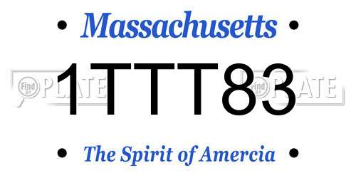 1TTT83 Massachusetts License Plate