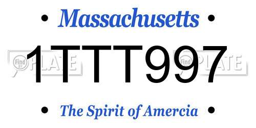 1TTT997 Massachusetts License Plate