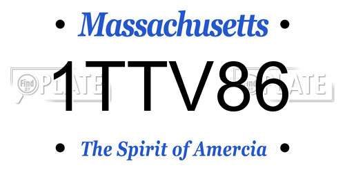1TTV86 Massachusetts License Plate