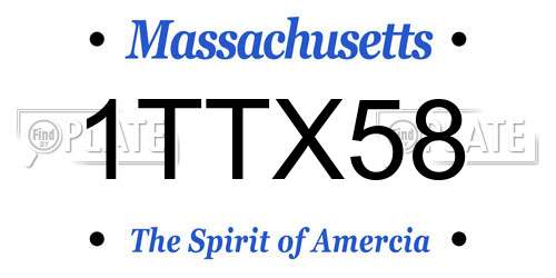 1TTX58 Massachusetts License Plate