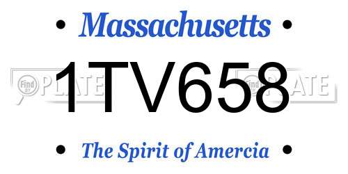 1TV658 Massachusetts License Plate
