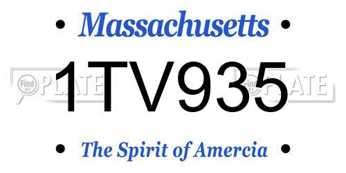 1TV935 Massachusetts License Plate
