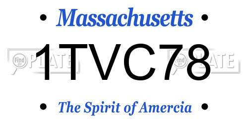 1TVC78 Massachusetts License Plate
